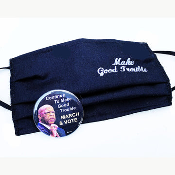 John Lewis Make Good Trouble Embroidered Mask & Pin Collection
